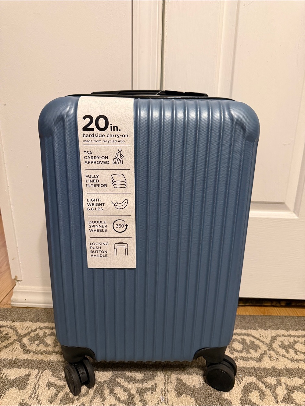 20" Blue Hardside Carry-On Luggage - Lightweight Spinner